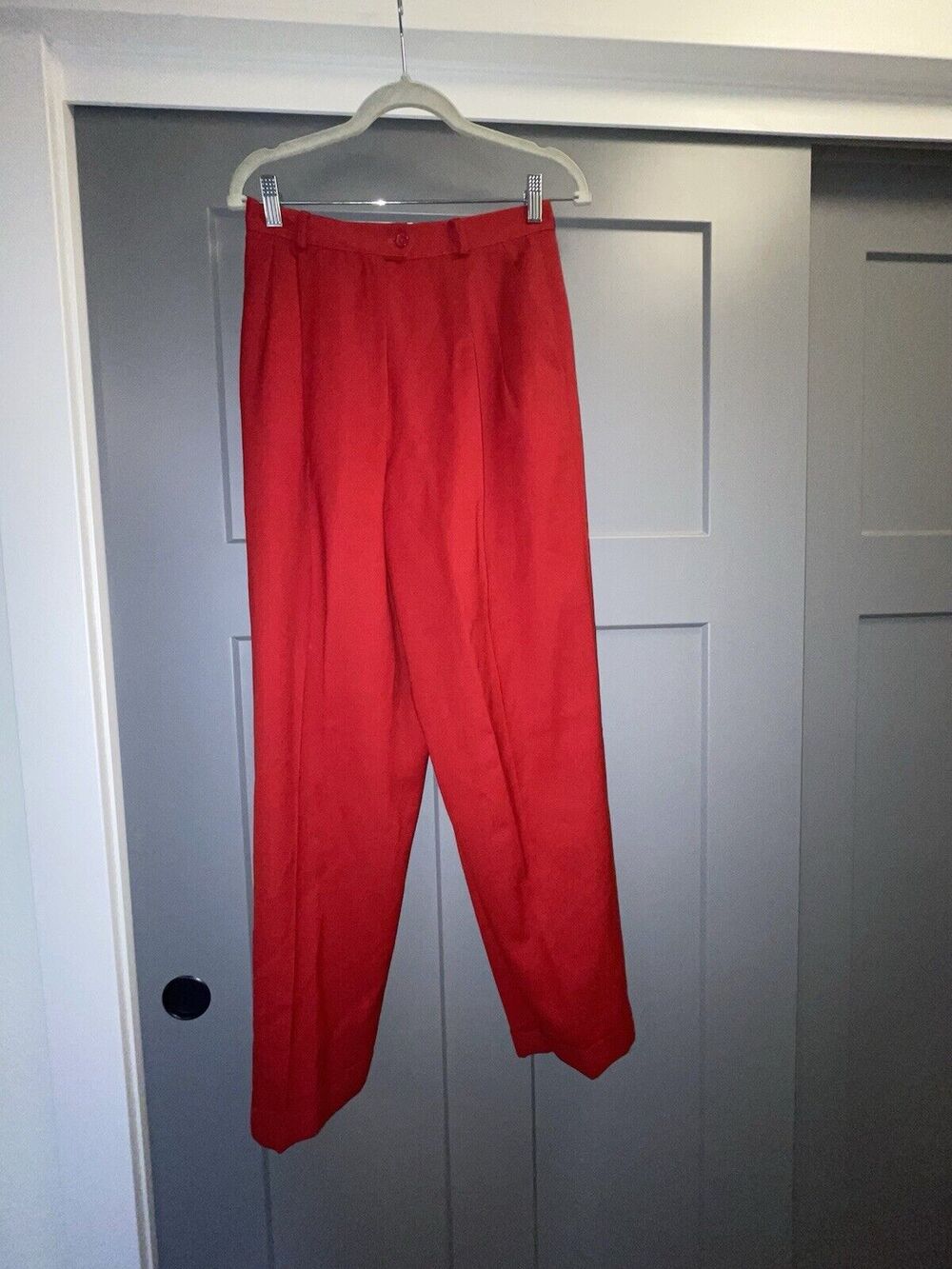 LAUREN RALPH LAUREN Women's Red Pleated Casual Cuffed Pure Wool Ankle Pant 8